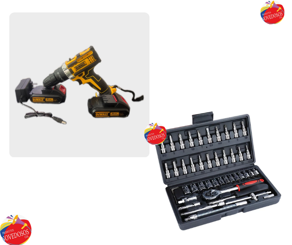 Combo Profesional: Taladro Dewalt + 46 Herramientas ® - ¡ÚLTIMAS UNIDADES EN STOCK! ¡Con Envío Gratis!